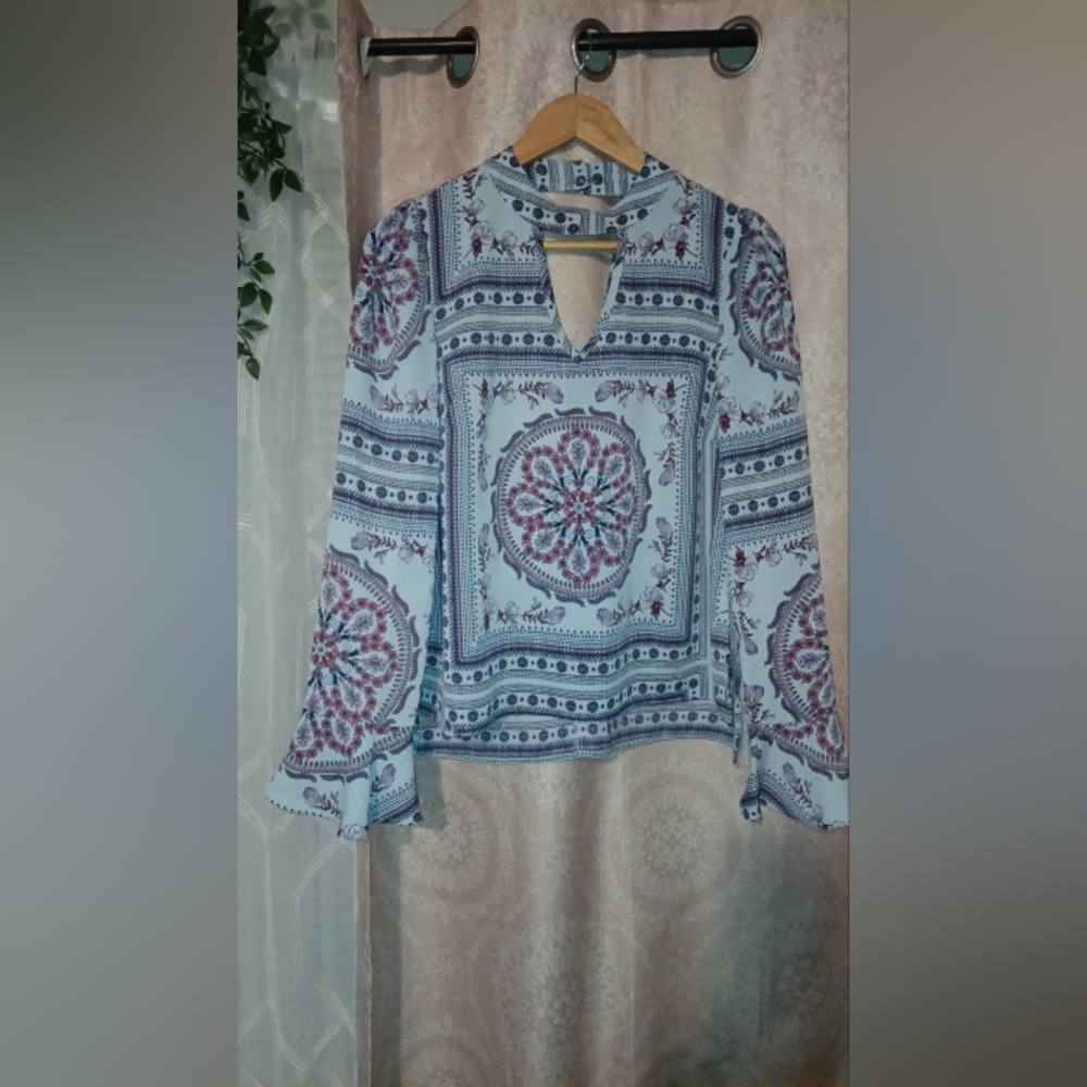 Elegant Blue and Purple Women's Blouse